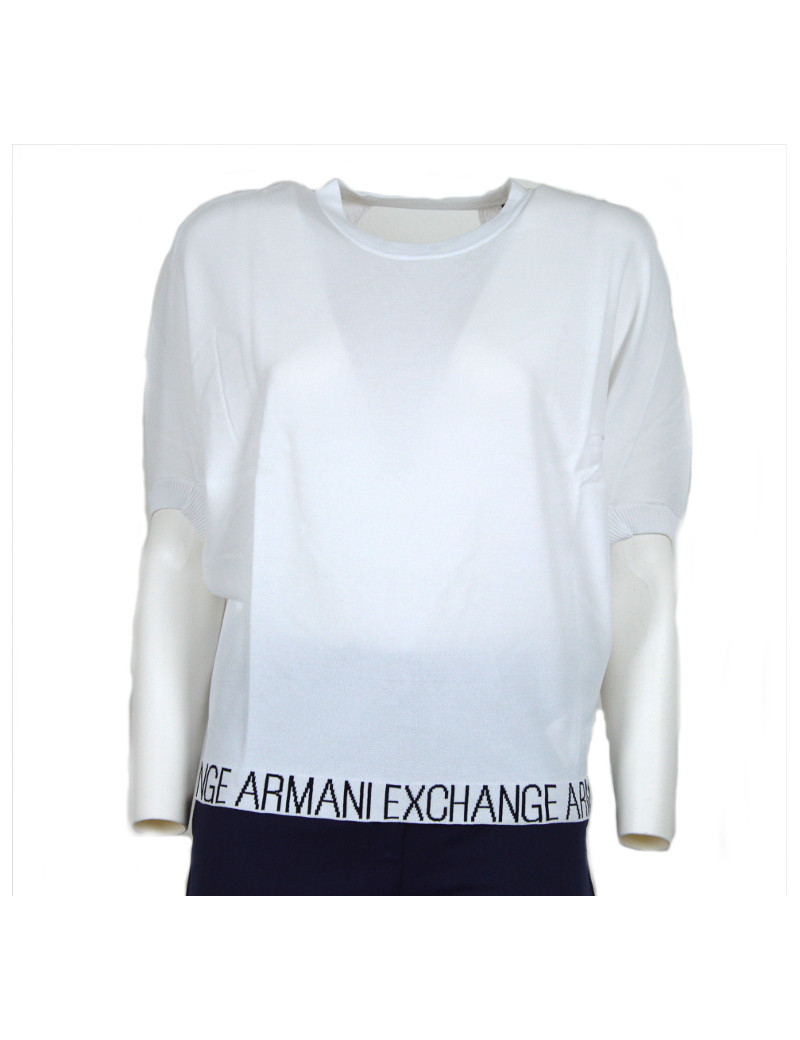 maglietta donna armani exchange t-shirt estiva bianca sportiva