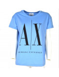 ARMANI EXCHANGE t-shirt donna maglietta estiva manica corta icon celeste 8NYTCX