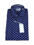 MICHAEL KORS camicia uomo blu con fantasia stampata slim fit 411