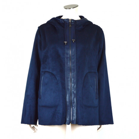 montoncino corto giubbino invernale elena mirò blu con cappuccio montoncino corto giubbino invernale elena mirò blu con cappuccio
