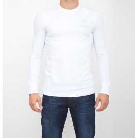 ARMANI EXCHANGE t-shirt bianca manica lunga cotone girocollo slim fit con logo sul petto 6hztrs