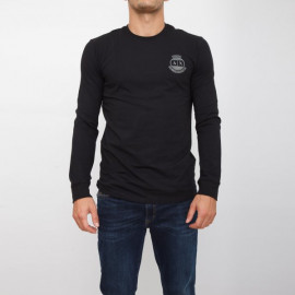 ARMANI EXCHANGE t-shirt nera manica lunga cotone girocollo slim fit con logo sul petto 6hztrs