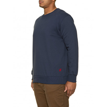 felpa uomo maxfort girocollo blu felpata invernale taglie comode 2xl 3xl 4xl 5xl