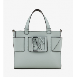 ARMANI EXCHANGE borsa shopping a mano chiusura zip tracolla verde acqua